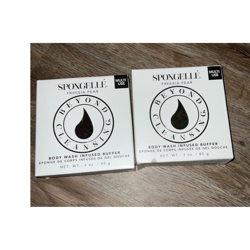 Spongelle Body Wash Infused Buffer Freesia Pear Set of 2 Multi-Use Cleansing